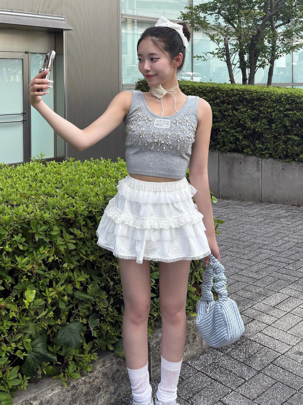 モデル:155cm(着用サイズ:FREE 着用カラー:GRY)