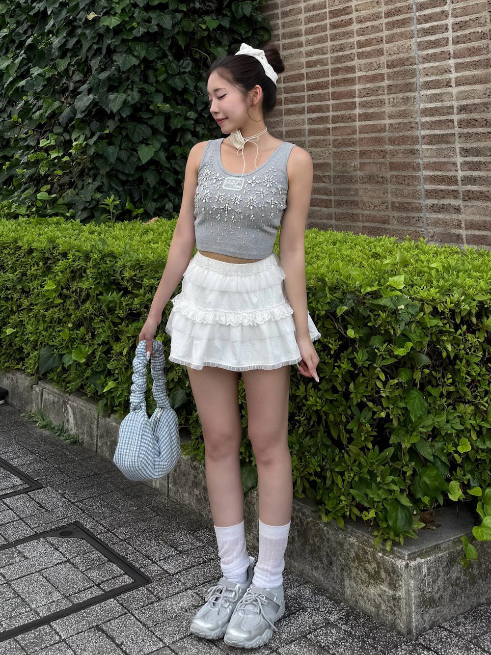 モデル:155cm(着用サイズ:FREE 着用カラー:GRY)