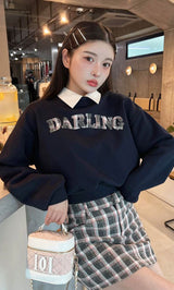 ツイードアップリケスウェットトップス