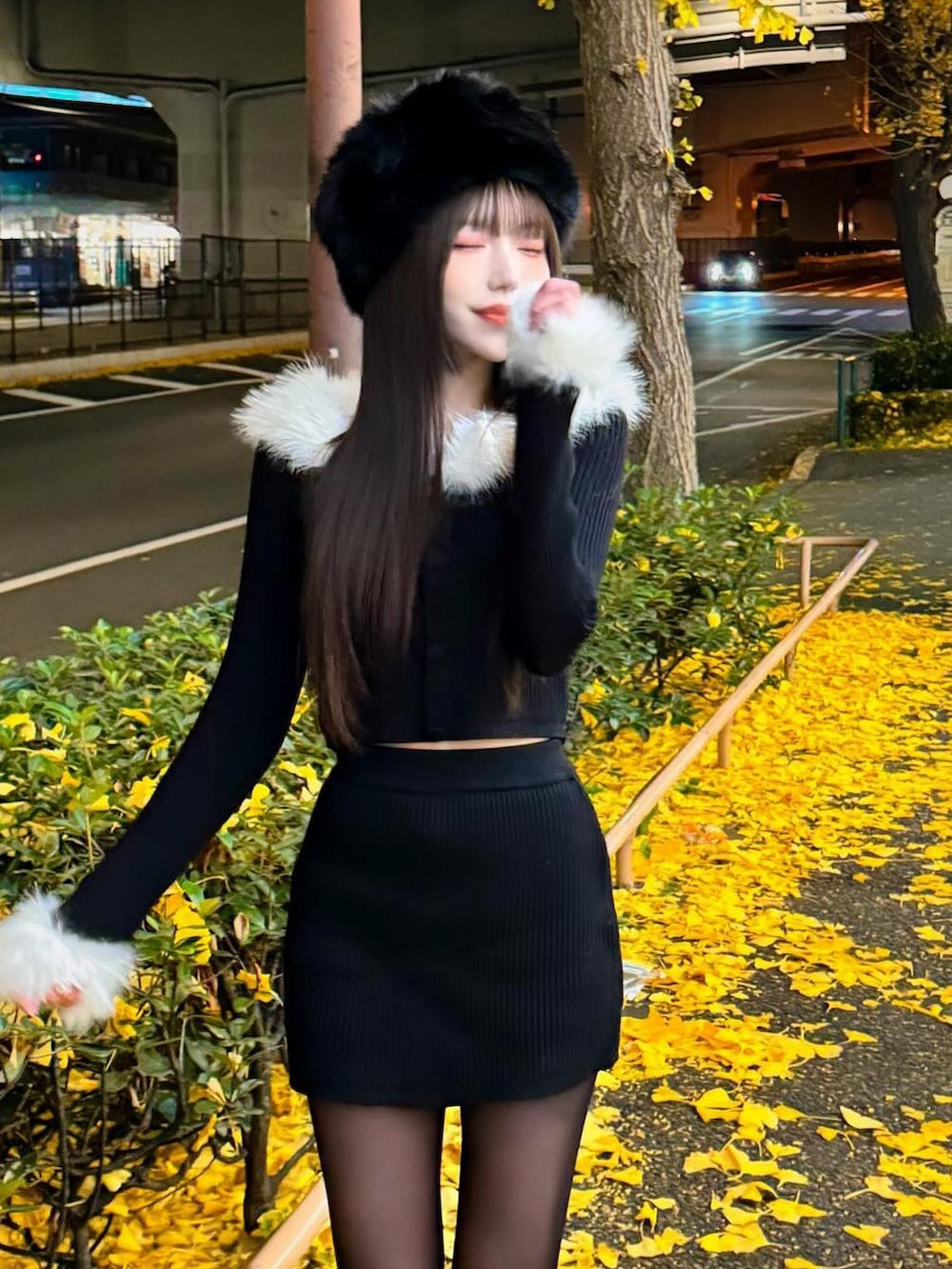 モデル:160cm(着用サイズ:FREE 着用カラー:BLK)