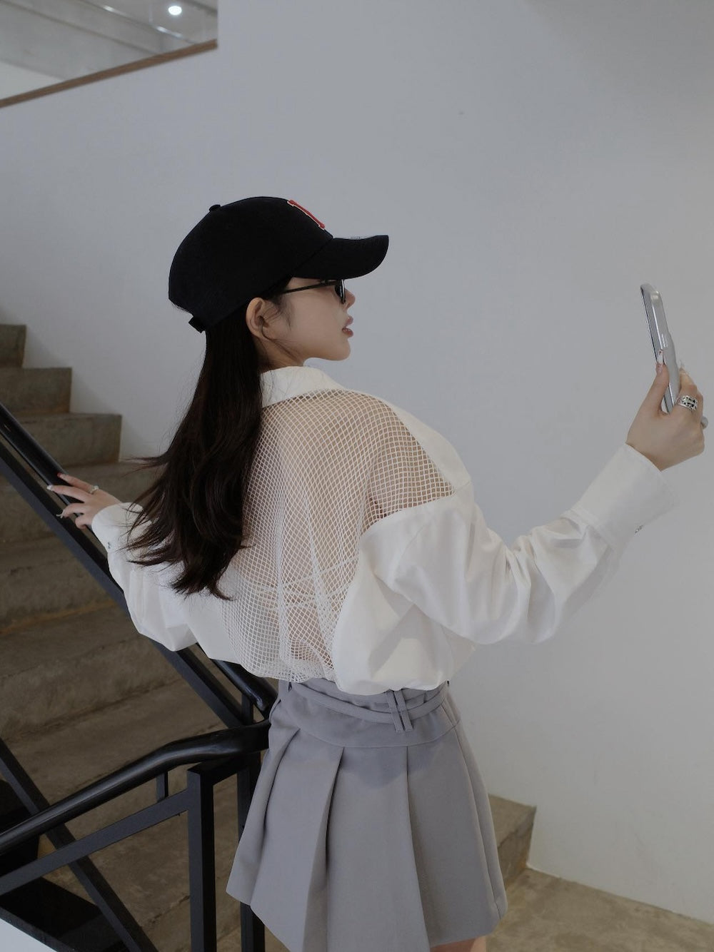 モデル:160cm(着用サイズ:FREE 着用カラー:WHT)