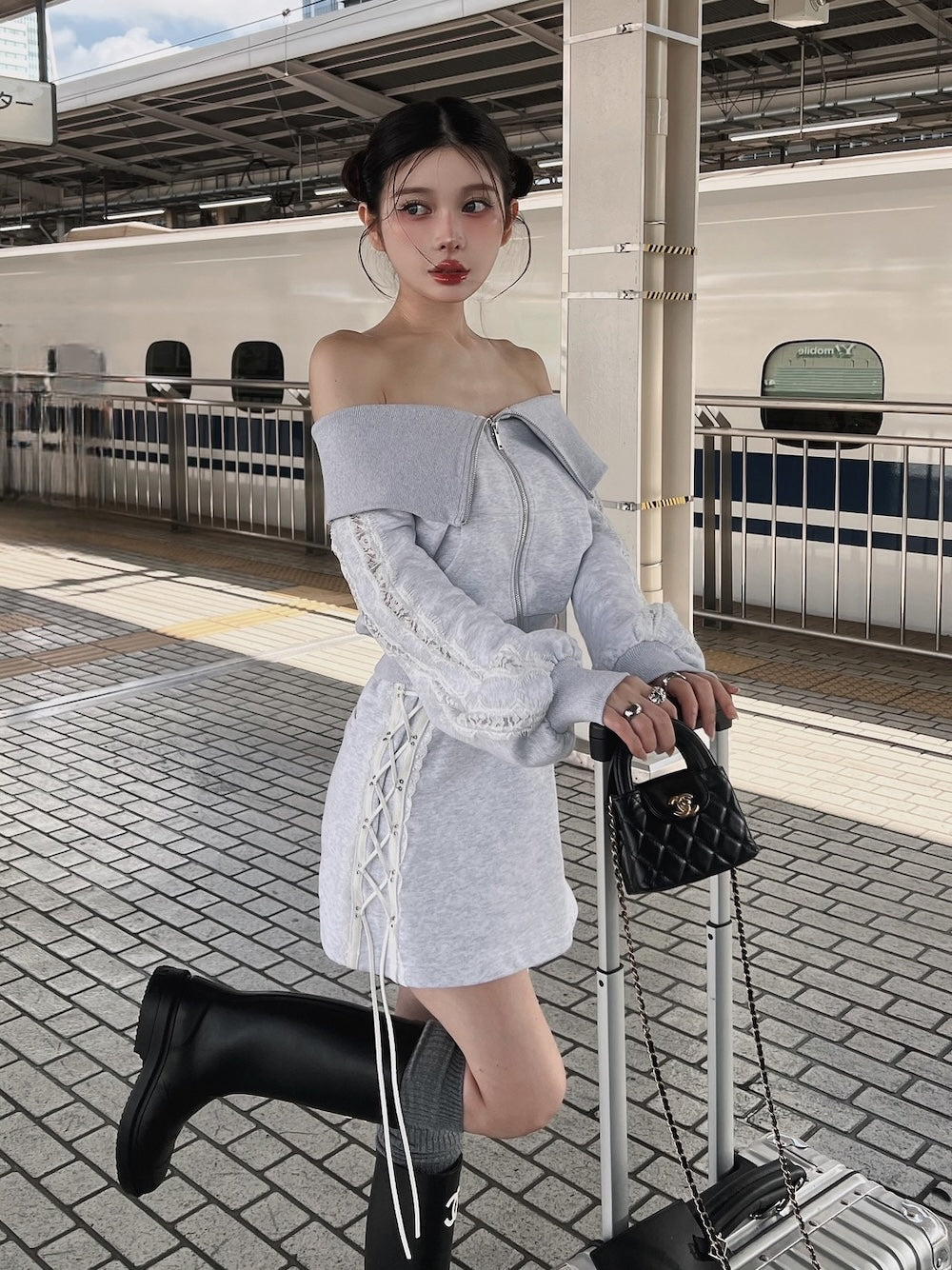 モデル:160cm(着用サイズ:FREE 着用カラー:L-GRY)