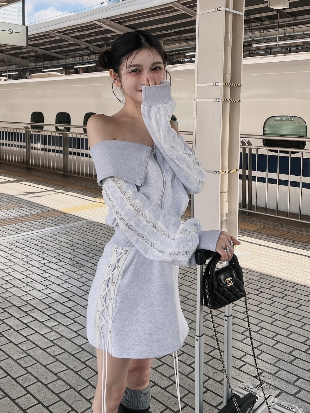 モデル:160cm(着用サイズ:FREE 着用カラー:L-GRY)
