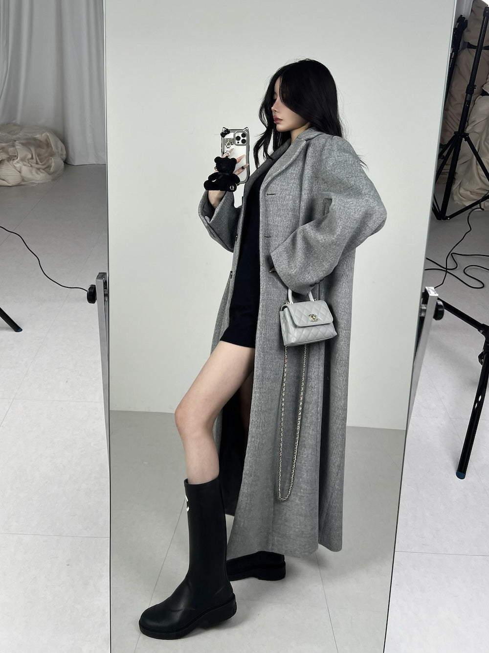 モデル:160cm(着用サイズ:FREE 着用カラー:GRY)