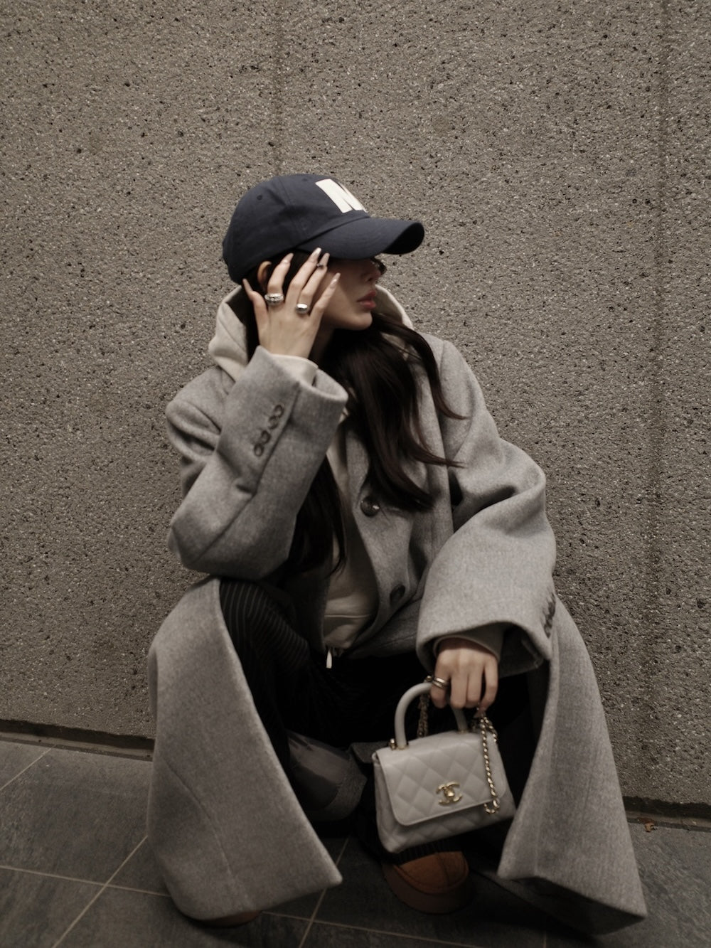 モデル:160cm(着用サイズ:FREE 着用カラー:GRY)