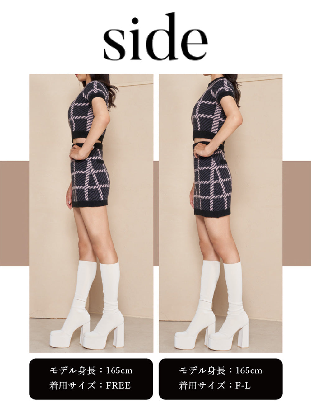 モデル:165cm(着用サイズ:FREE/F-L 着用カラー:BLK)