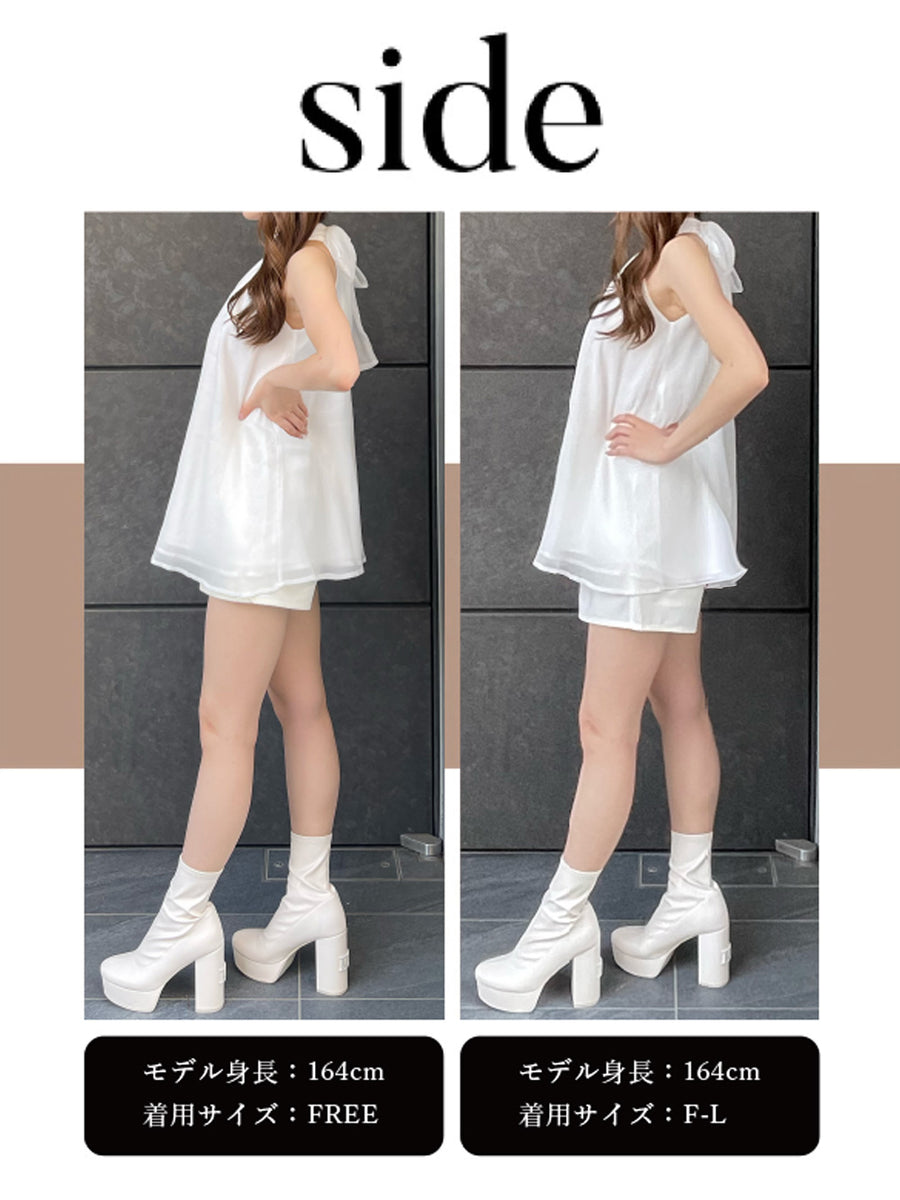 モデル:164cm(着用サイズ:FREE/F-L 着用カラー:WHT)