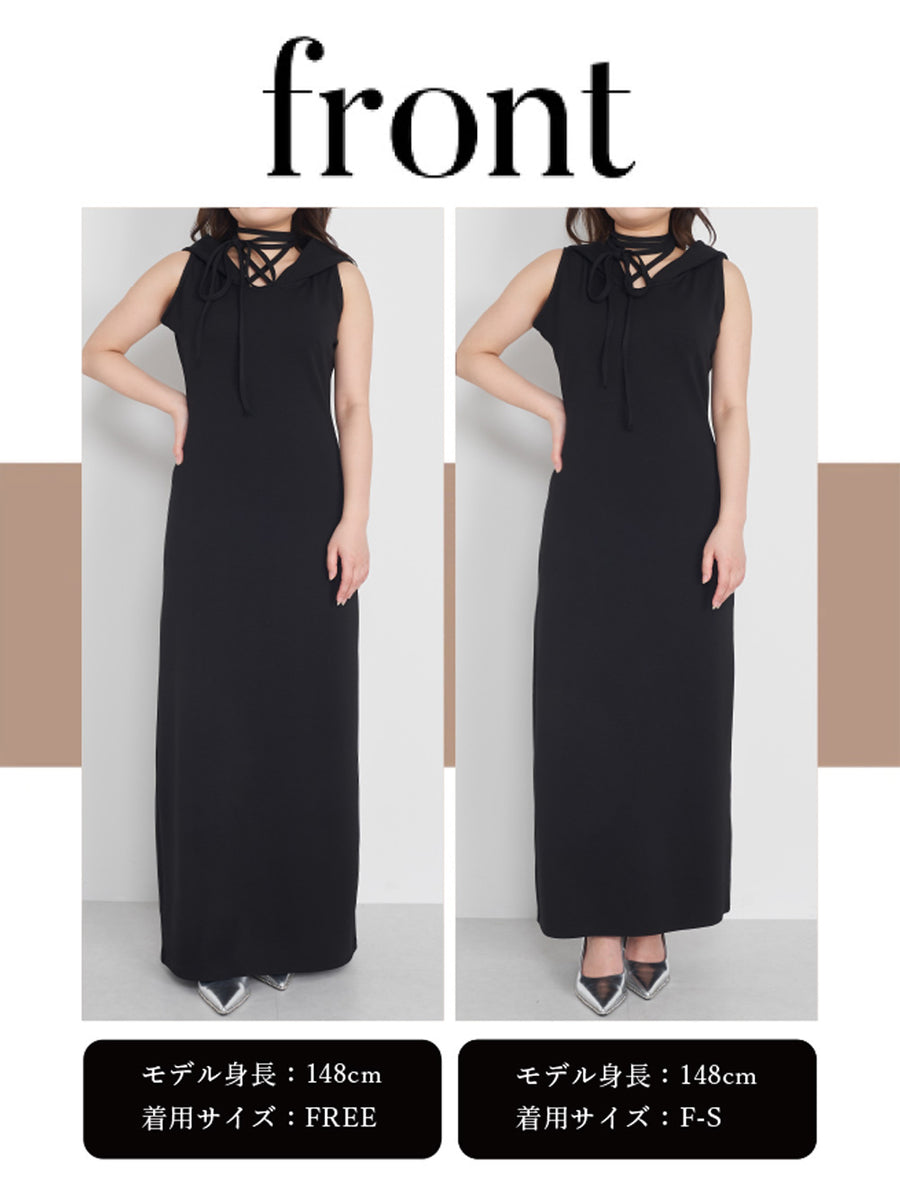 モデル:148cm(着用サイズ:F-S/FREE 着用カラー:BLK)