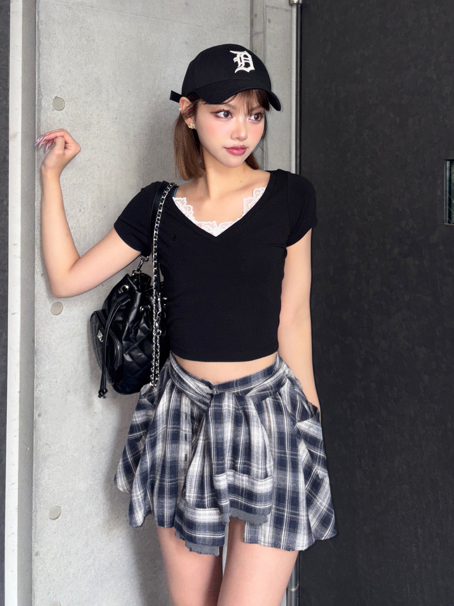 モデル:163cm(着用サイズ:FREE 着用カラー:BLK)
