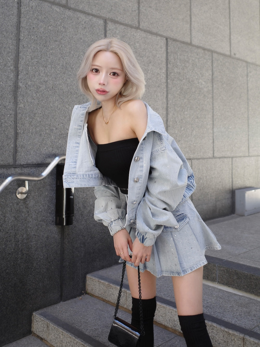 モデル:155cm(着用サイズ:S 着用カラー:I-BLU)