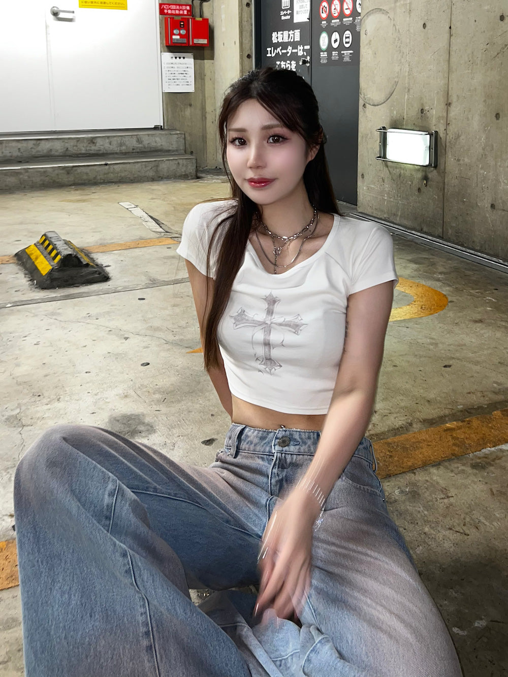 モデル:158cm(着用サイズ:FREE 着用カラー:WHT)