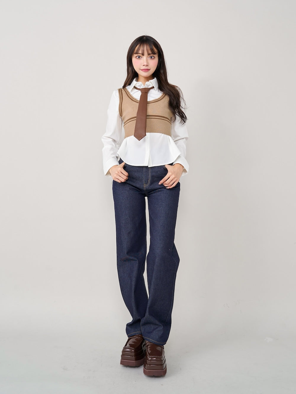 モデル:163cm(着用サイズ:FREE 着用カラー:BEG)