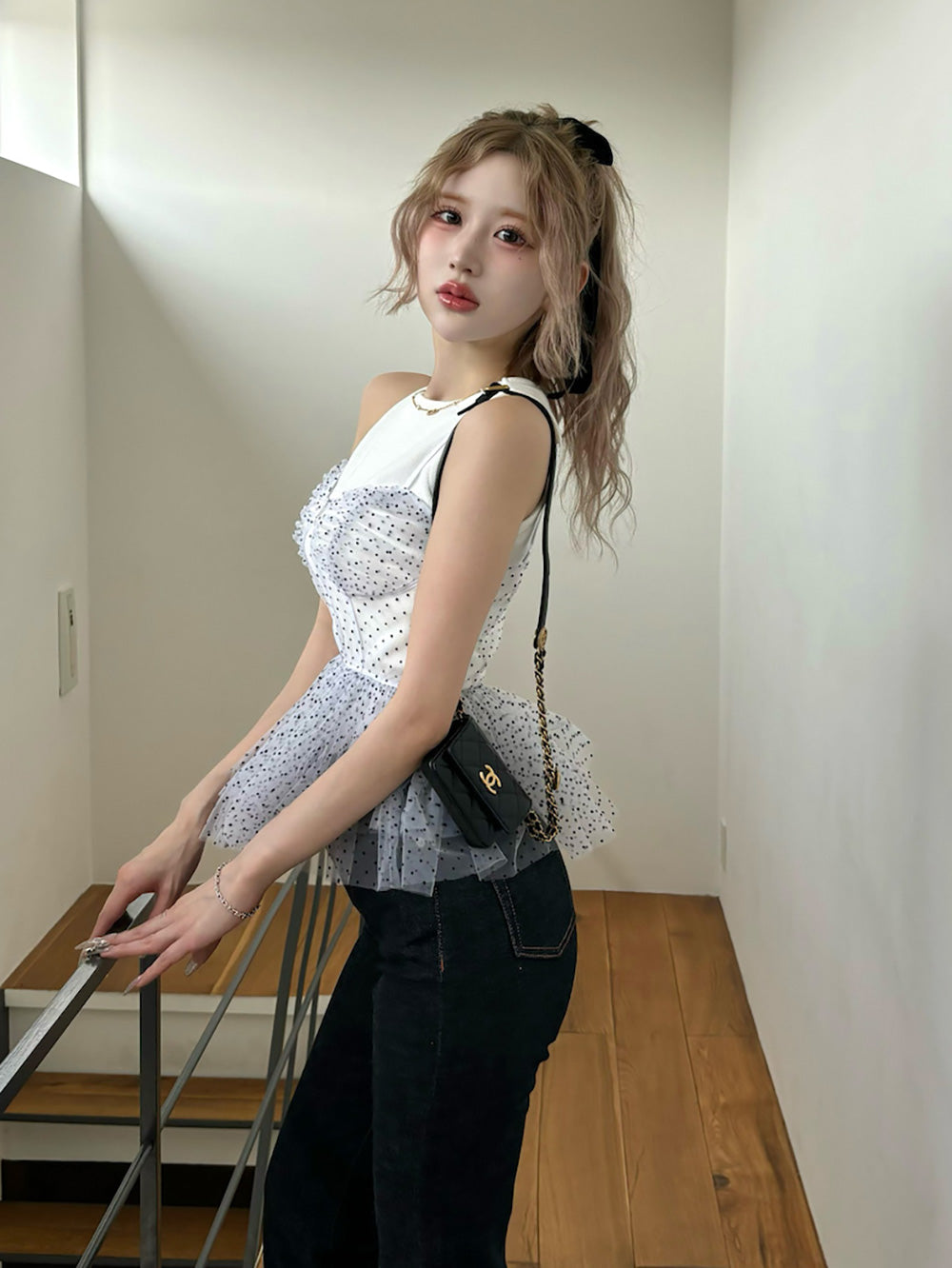 モデル:165cm(着用サイズ:FREE 着用カラー:WHT)