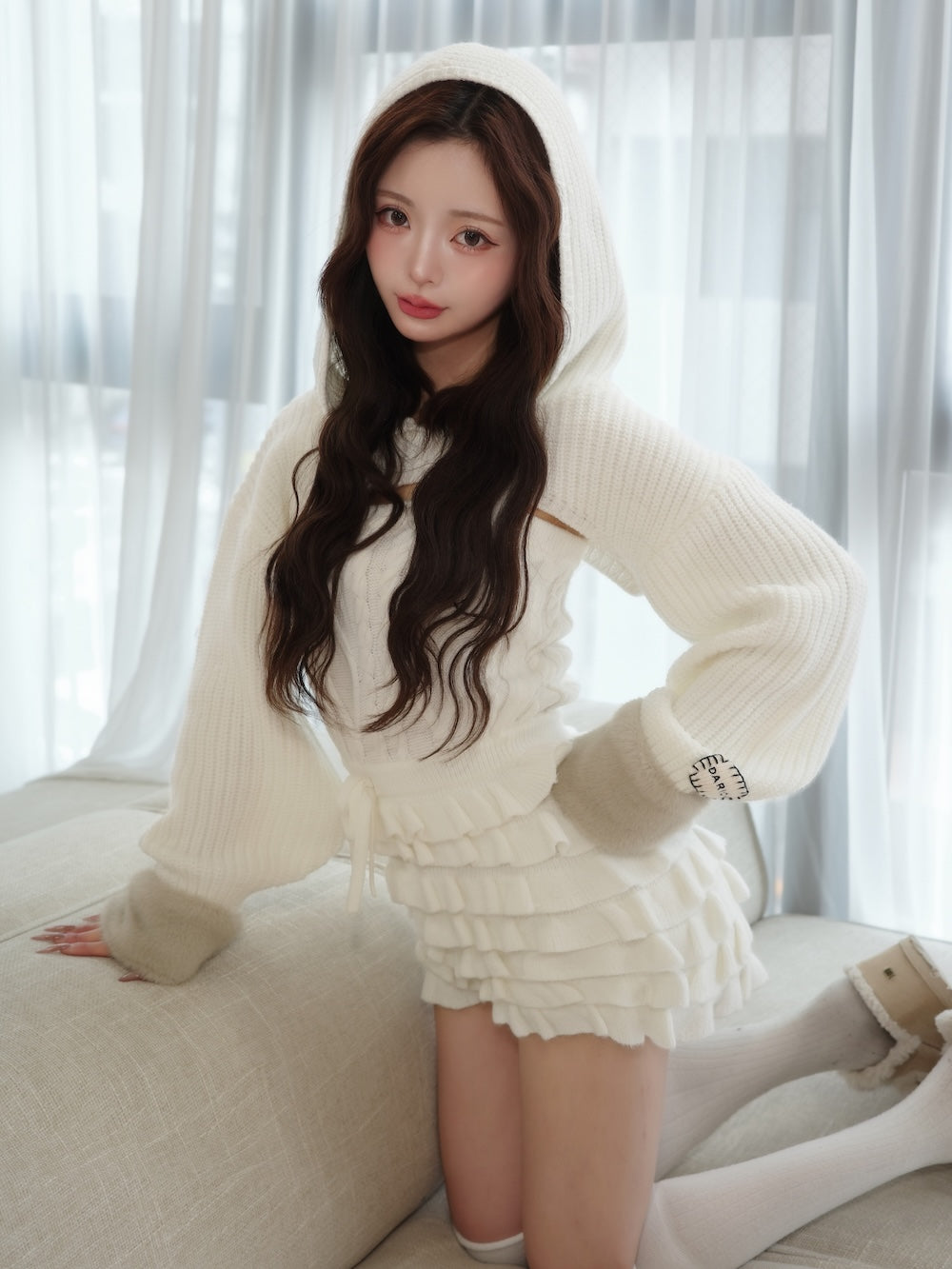 モデル:158cm(着用サイズ:FREE 着用カラー:WHT)