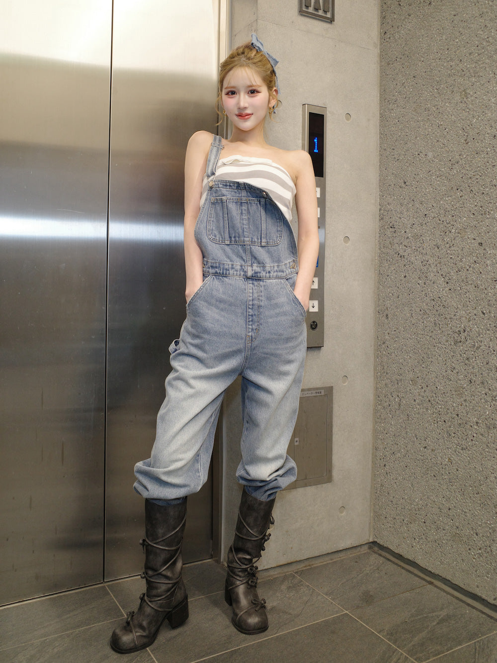 モデル:165cm(着用サイズ:FREE 着用カラー:GRY)