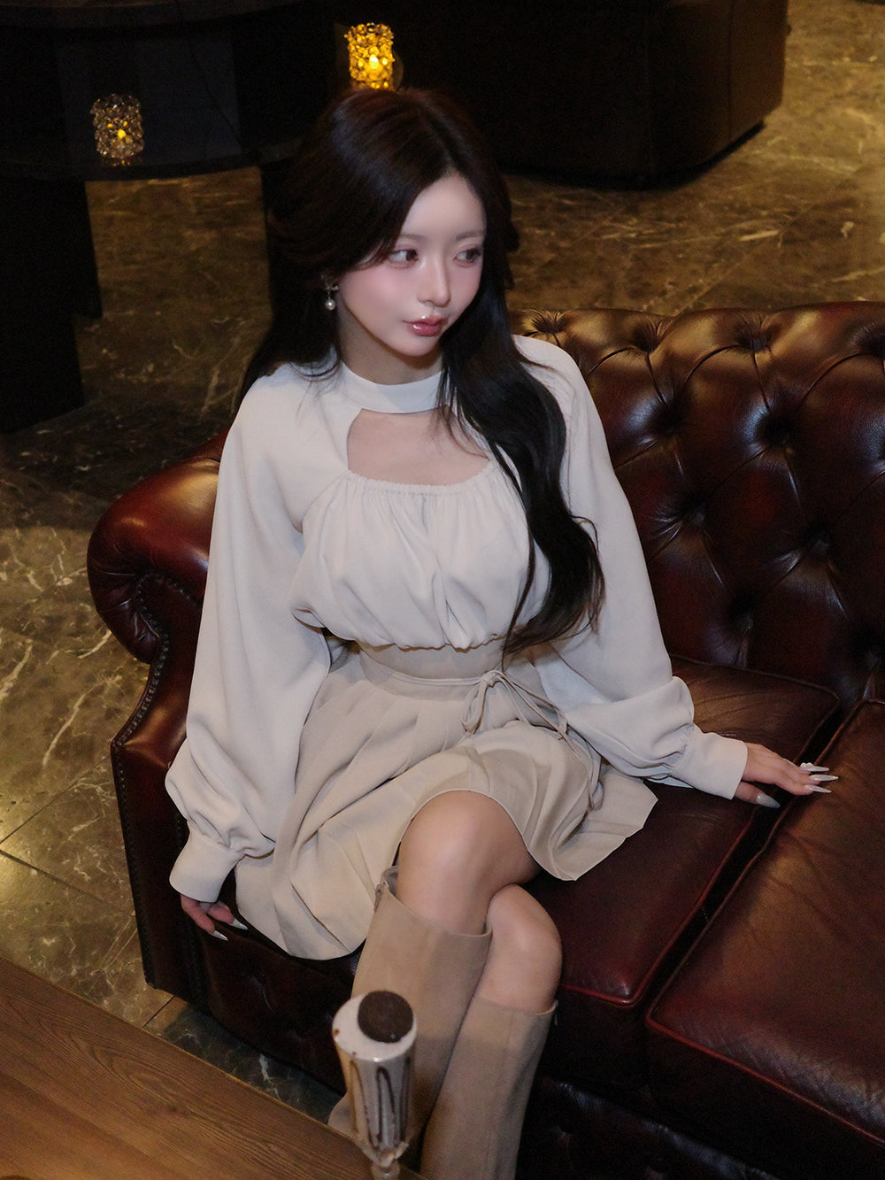 モデル:158cm(着用サイズ:FREE 着用カラー:IVO)