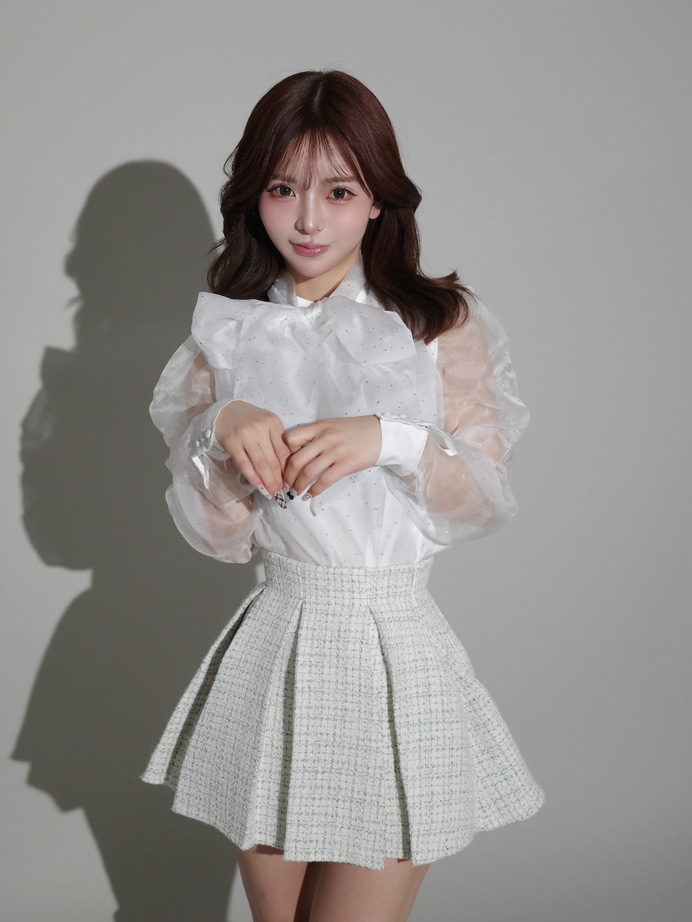 モデル:158cm(着用サイズ:FREE 着用カラー:WHT)