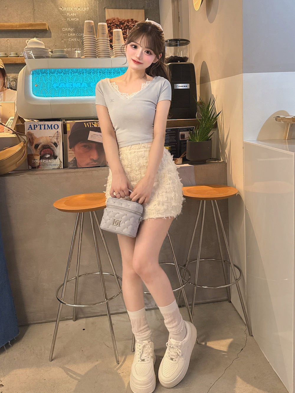 モデル:158cm(着用サイズ:FREE 着用カラー:SAX)