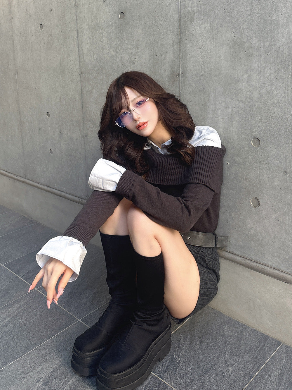モデル:158cm(着用サイズ:FREE 着用カラー:C-GRY)