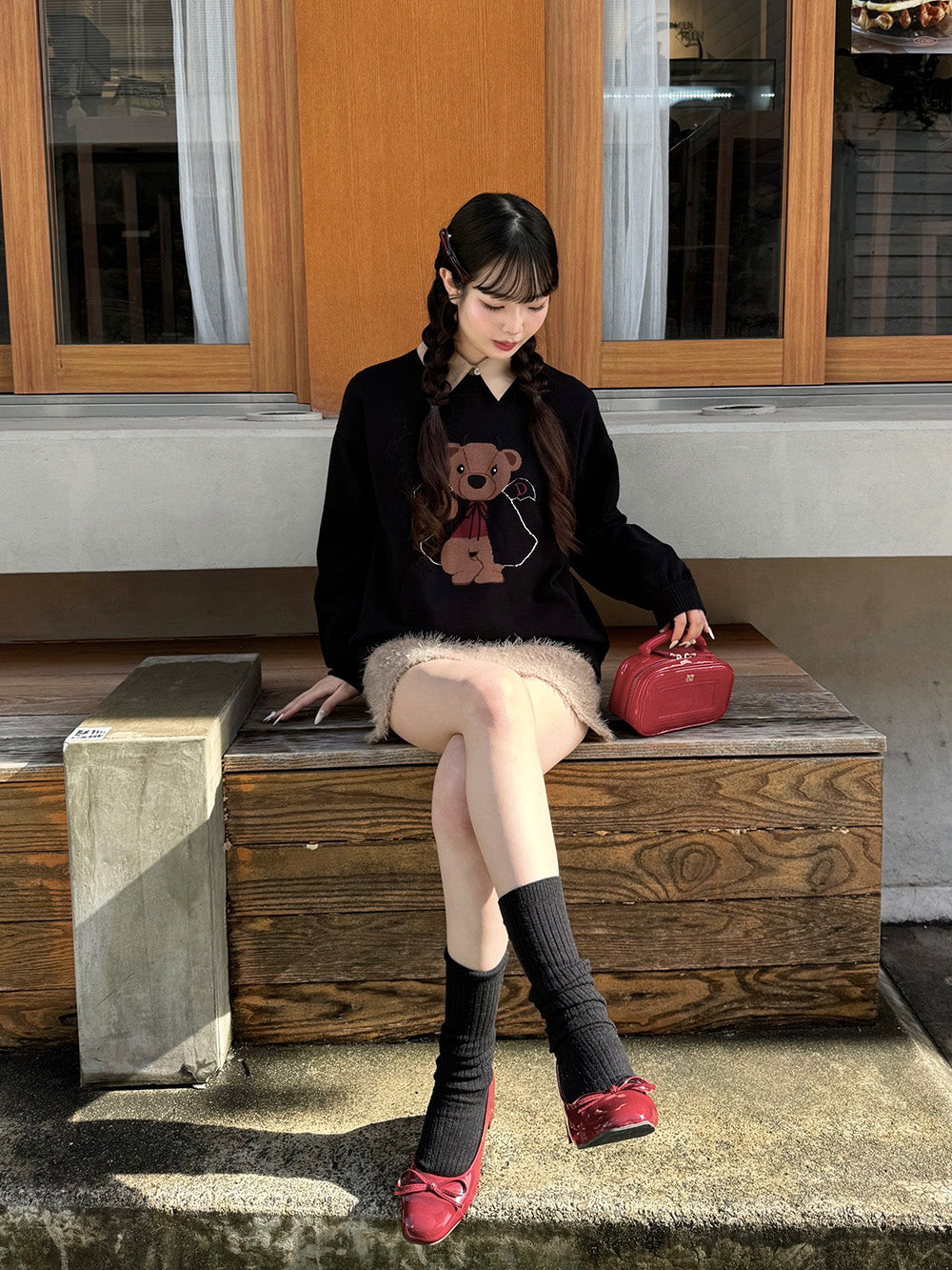 モデル:163cm(着用サイズ:FREE 着用カラー:BLK)