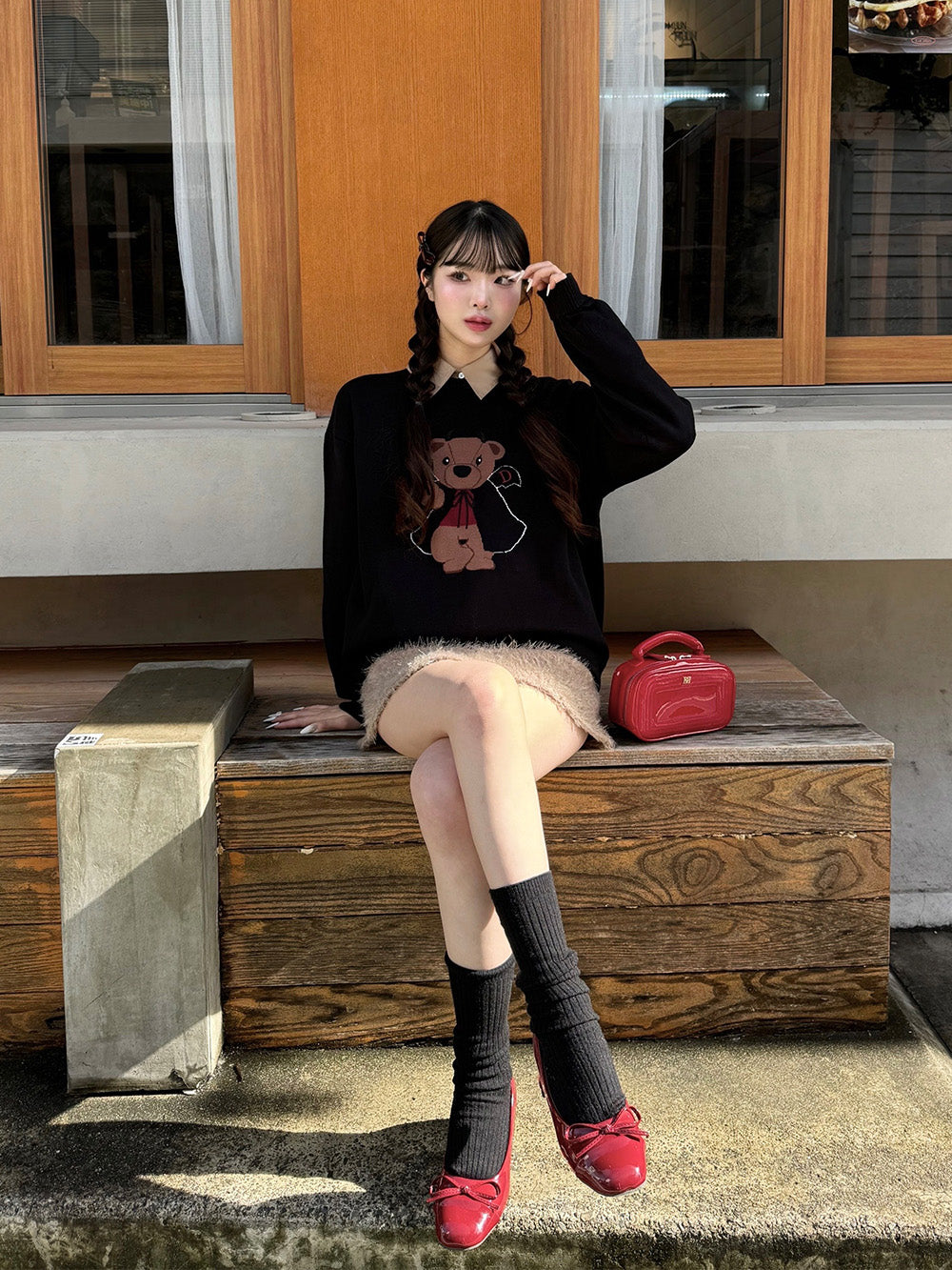 モデル:163cm(着用サイズ:FREE 着用カラー:BLK)