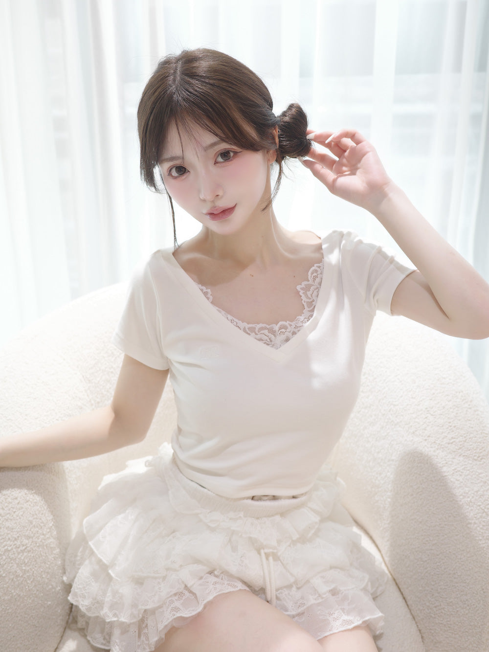 モデル:158cm(着用サイズ:FREE 着用カラー:WHT)
