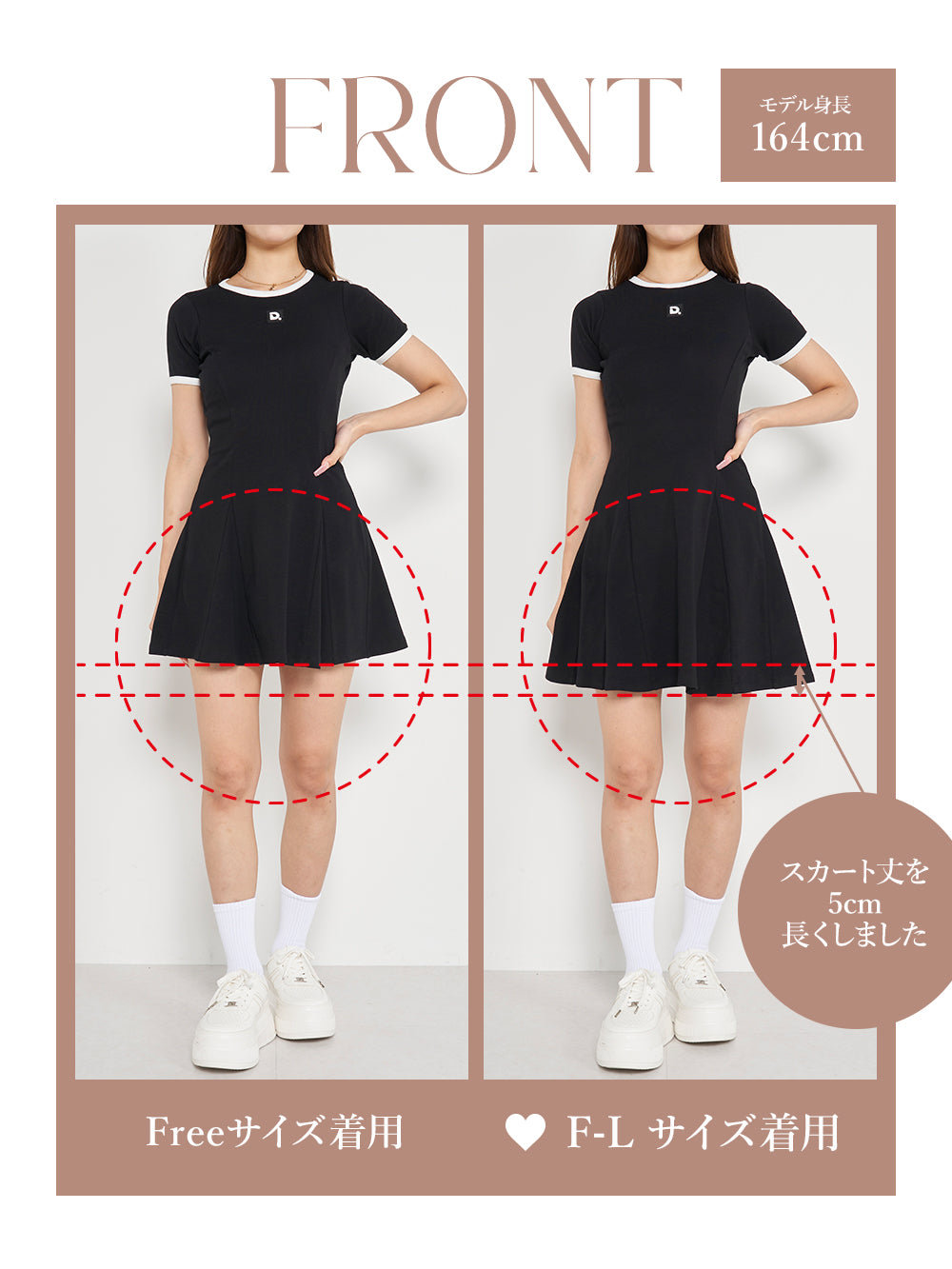 モデル:164cm(着用サイズ:FREE/F-L 着用カラー:BLK)