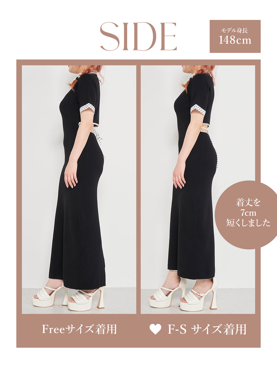モデル:148cm(着用サイズ:F-S/FREE 着用カラー:BLK)