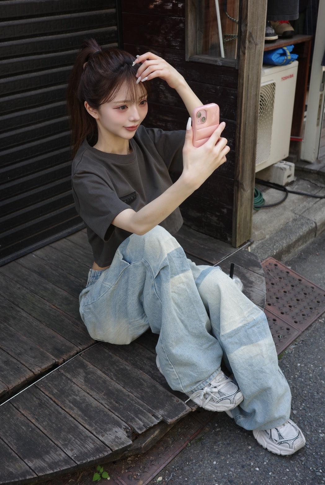 モデル:158cm(着用サイズ:FREE 着用カラー:C-GRY)