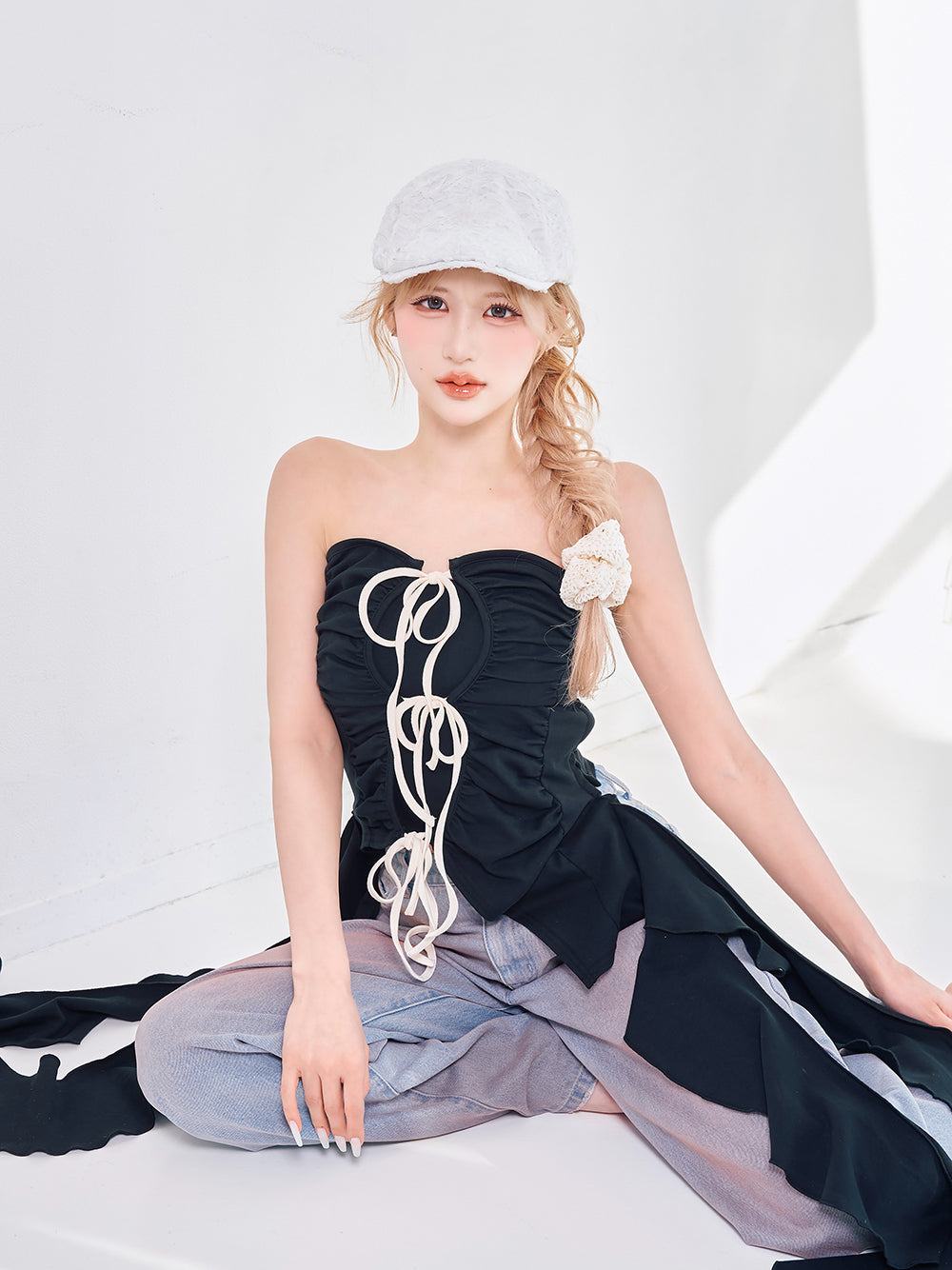 モデル:165cm(着用サイズ:FREE 着用カラー:BLK)