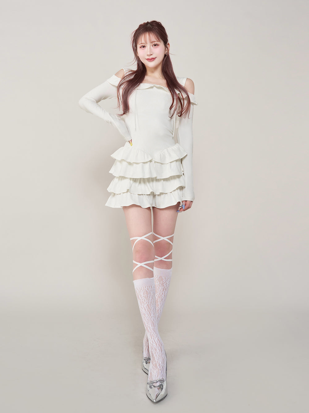 モデル:165cm(着用サイズ:FREE 着用カラー:WHT)
