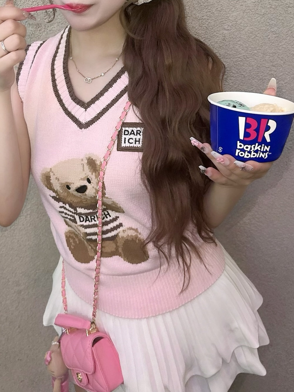 モデル:158cm(着用サイズ:FREE 着用カラー:PNK)
