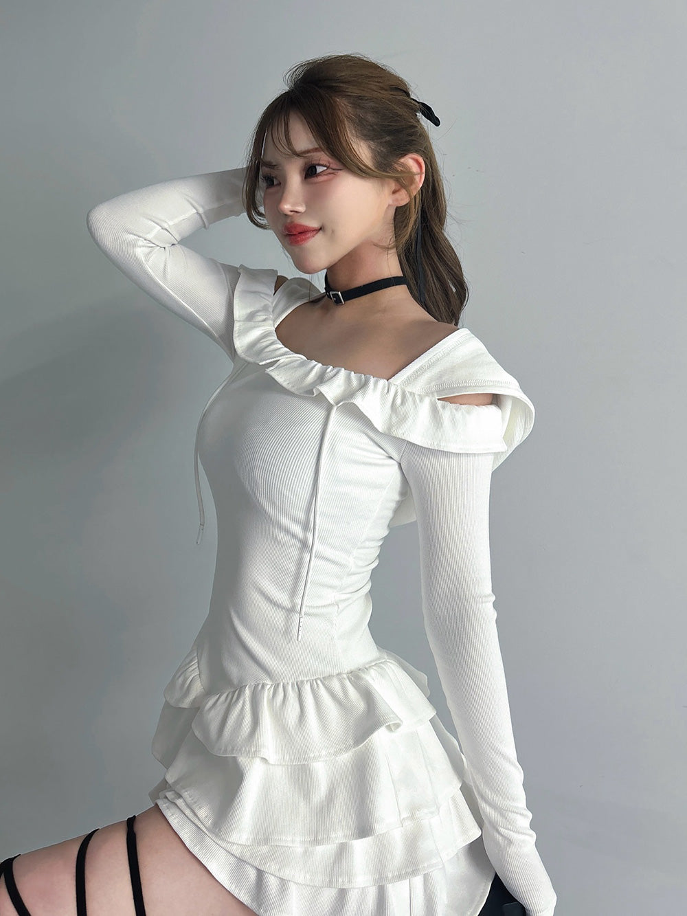 モデル:158cm(着用サイズ:FREE 着用カラー:WHT)