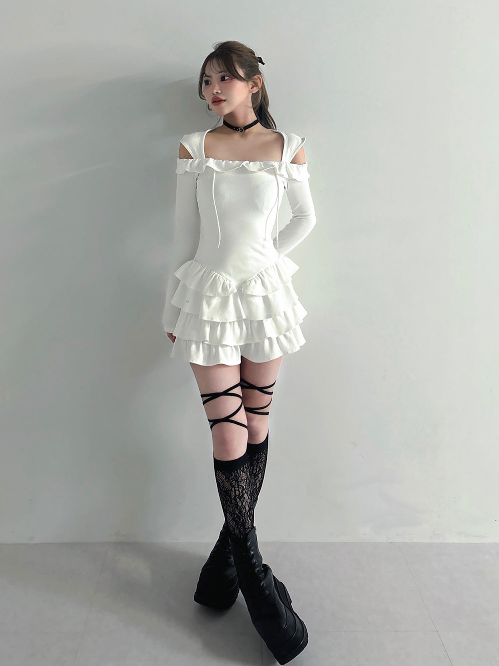 モデル:158cm(着用サイズ:FREE 着用カラー:WHT)