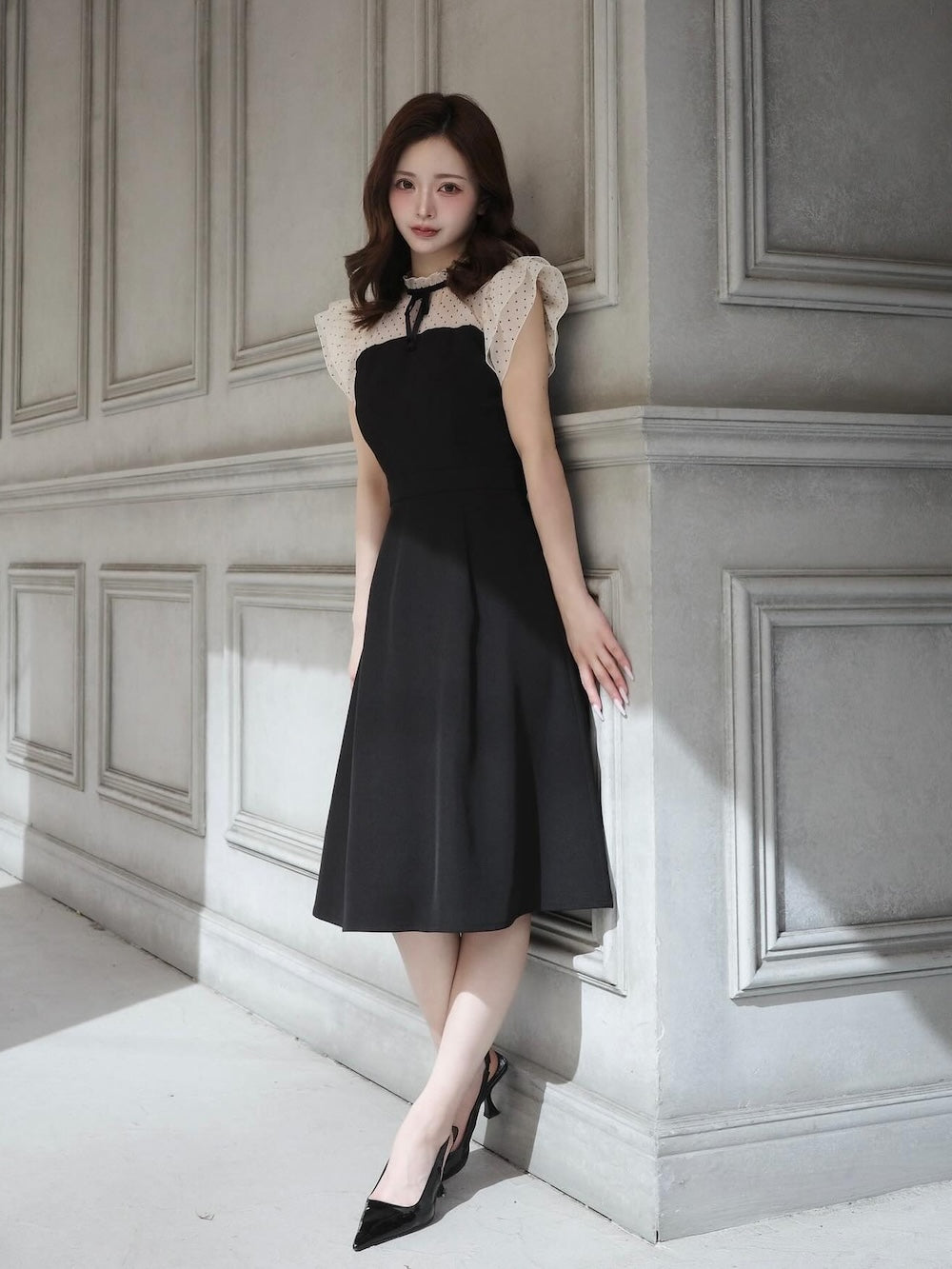 モデル:158cm(着用サイズ:FREE 着用カラー:BLK)
