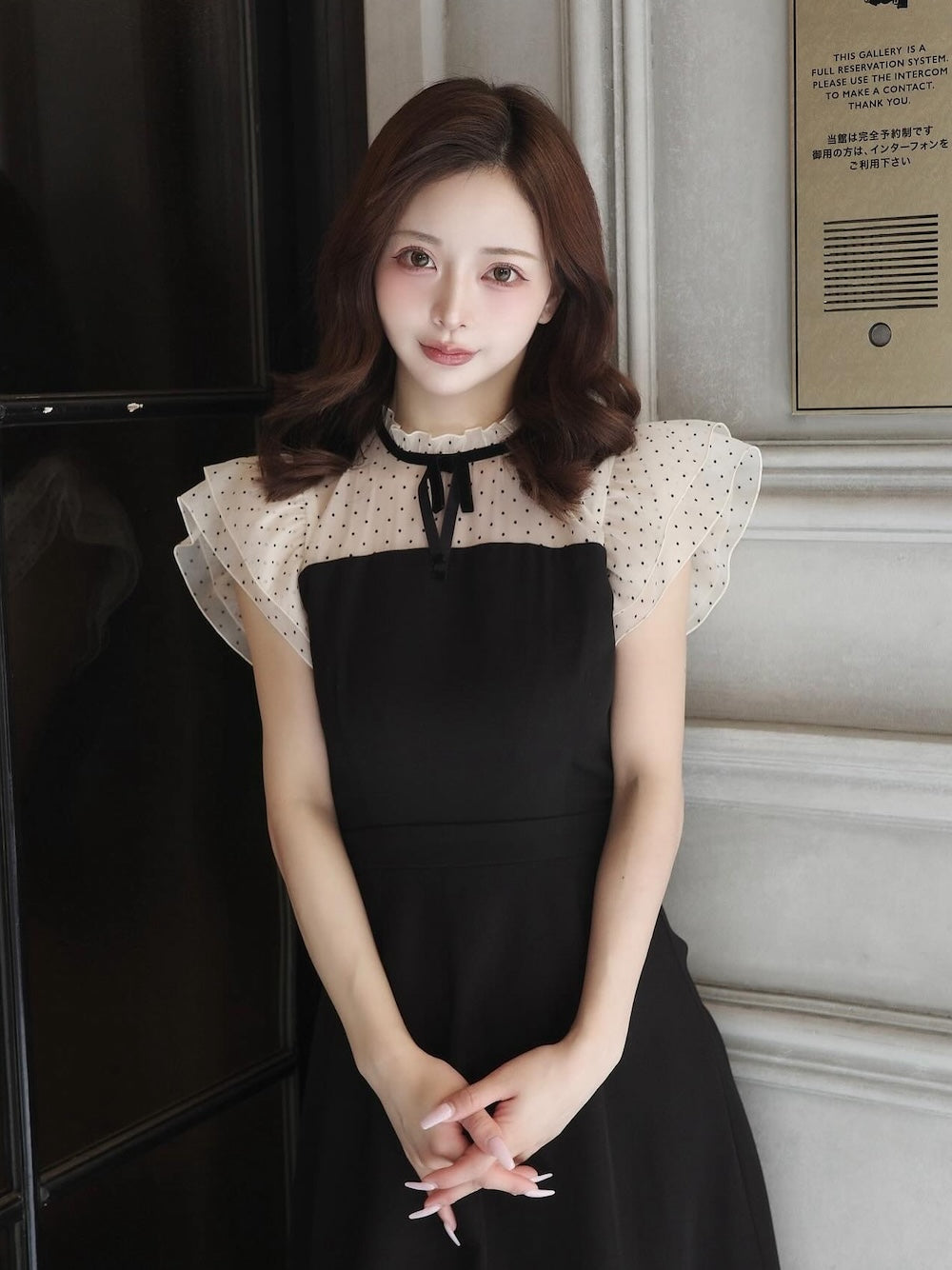 モデル:158cm(着用サイズ:FREE 着用カラー:BLK)