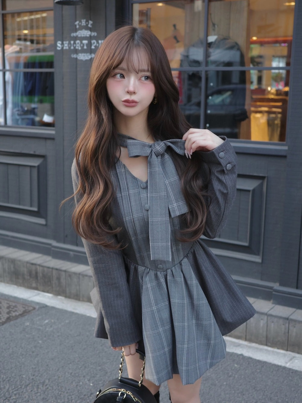 モデル:158cm(着用サイズ:FREE 着用カラー:GRY)