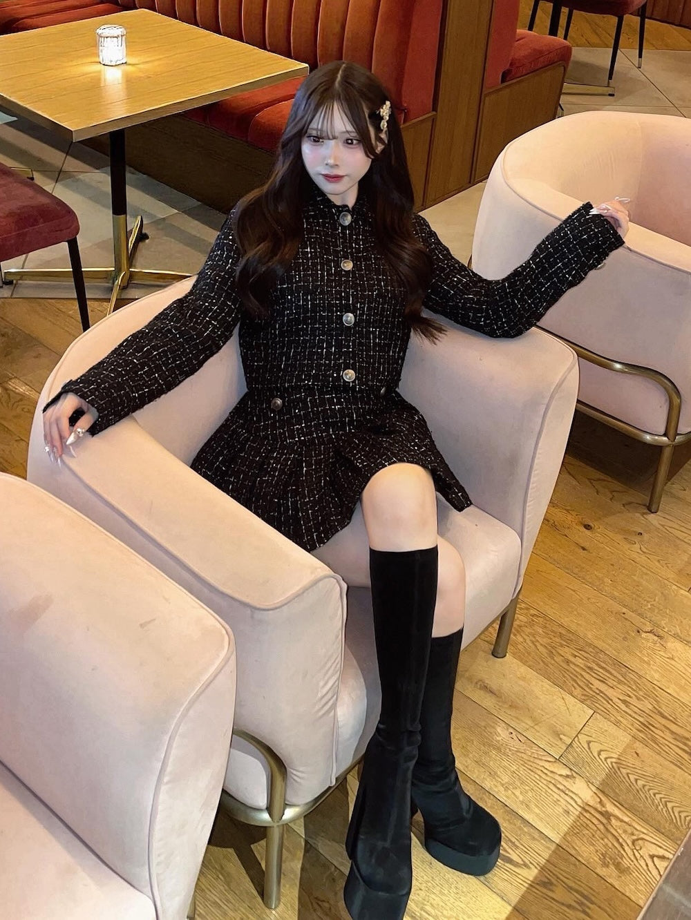 モデル:150cm(着用サイズ:S 着用カラー:BLK)