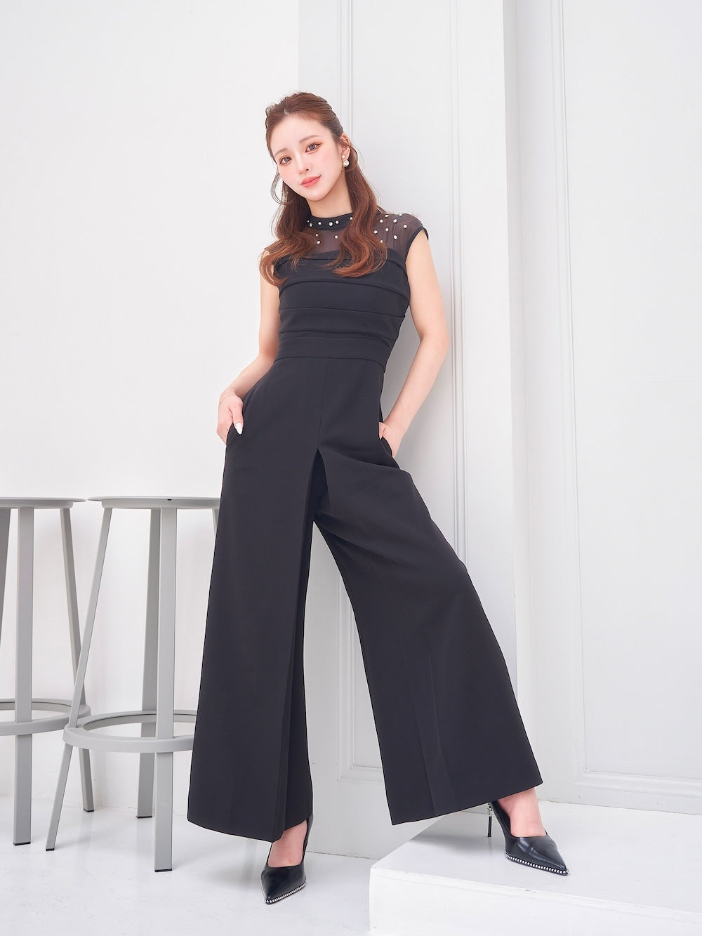 モデル:158cm(着用サイズ:FREE 着用カラー:BLK)