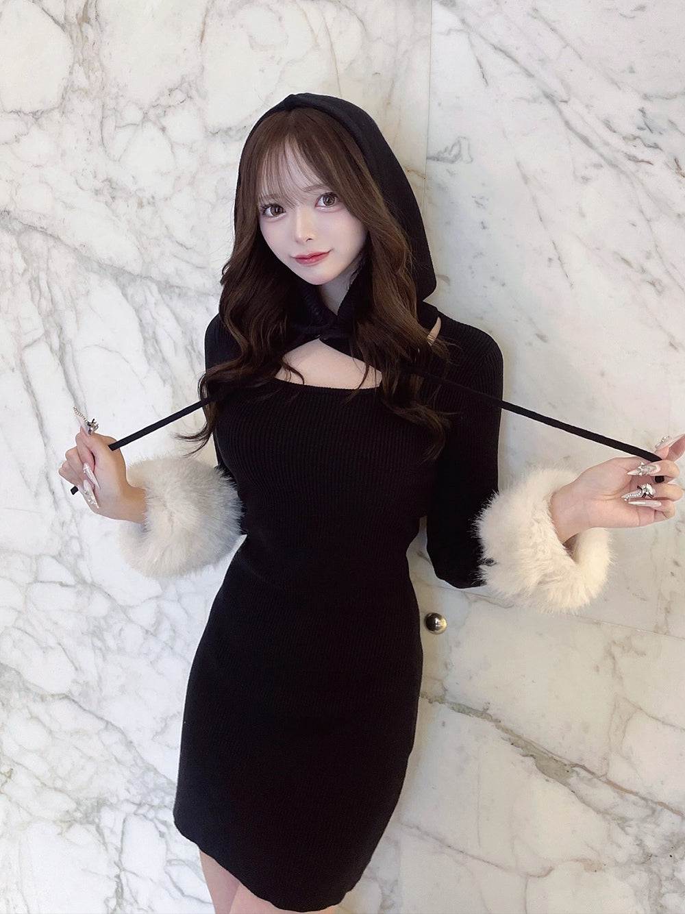 モデル:156cm(着用サイズ:FREE 着用カラー:BLK)