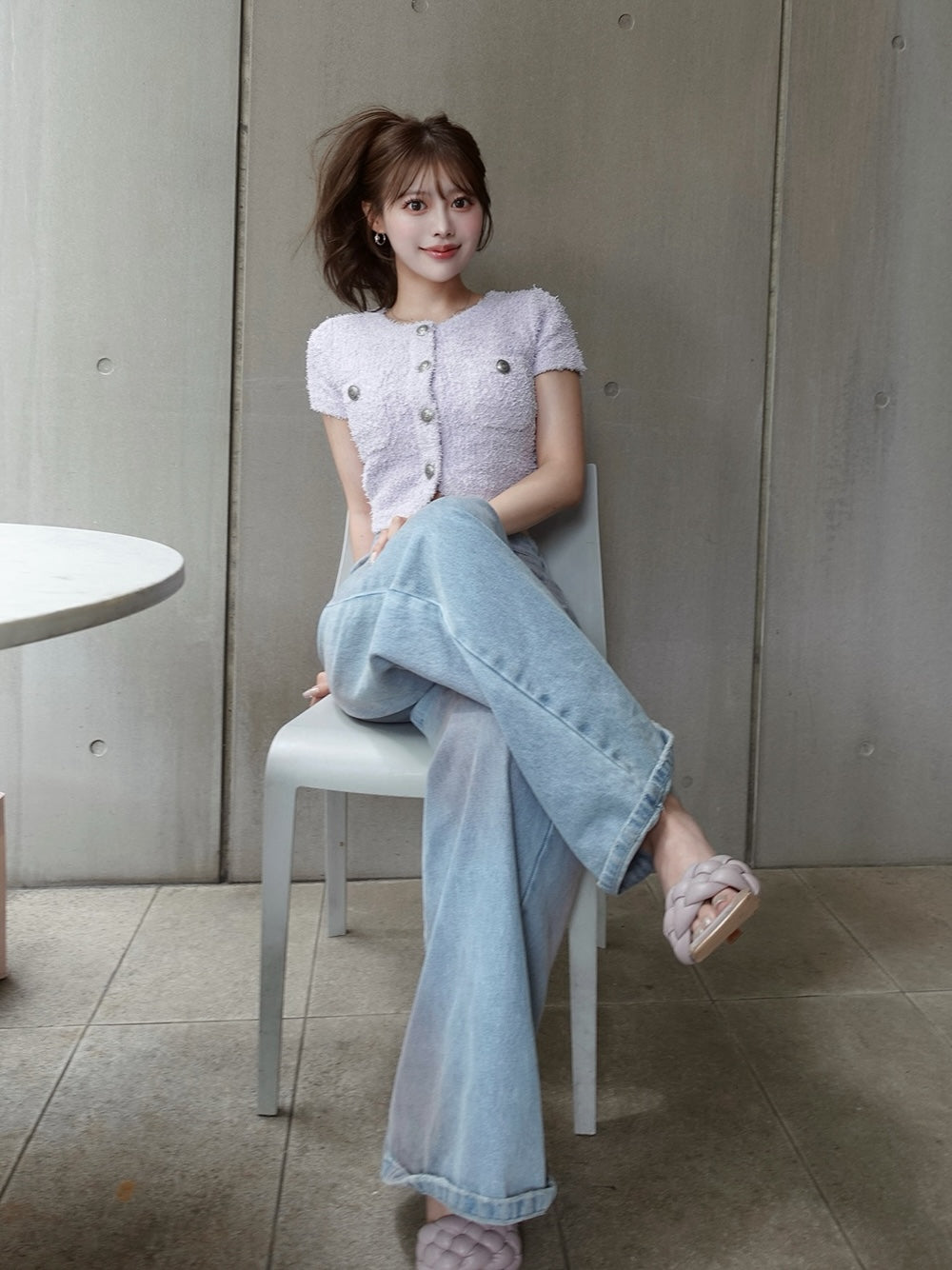 モデル:163cm(着用サイズ:S 着用カラー:I-BLU)