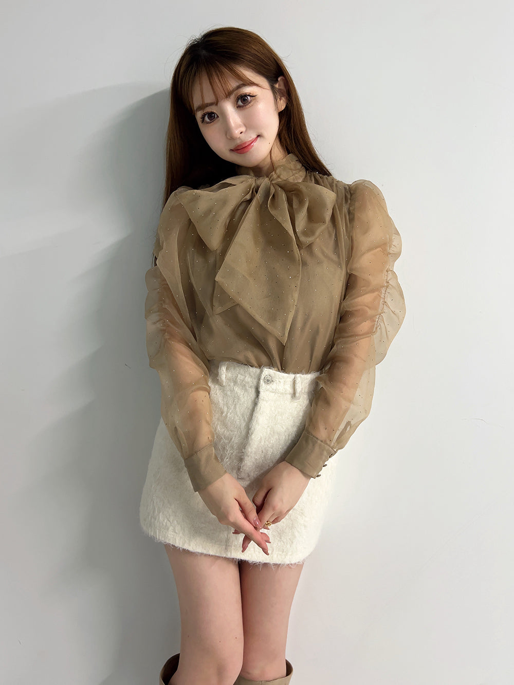 モデル:159cm(着用サイズ:FREE 着用カラー:BEG)