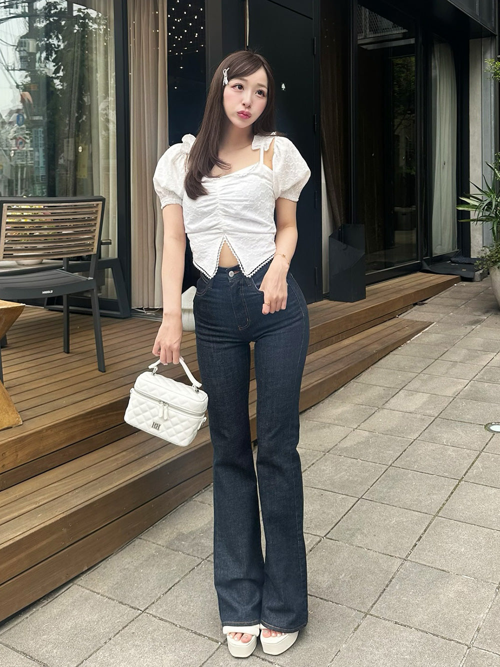 モデル:156cm(着用サイズ:FREE 着用カラー:WHT)