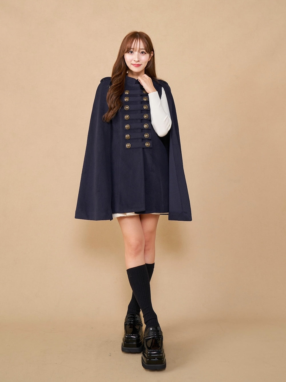 モデル:156cm(着用サイズ:FREE 着用カラー:NVY)