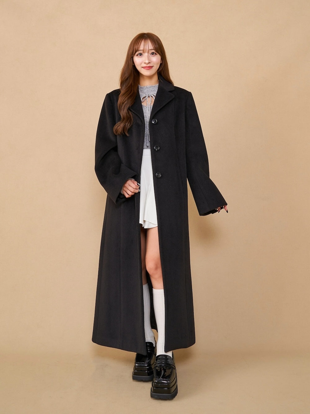 モデル:156cm(着用サイズ:FREE 着用カラー:BLK)