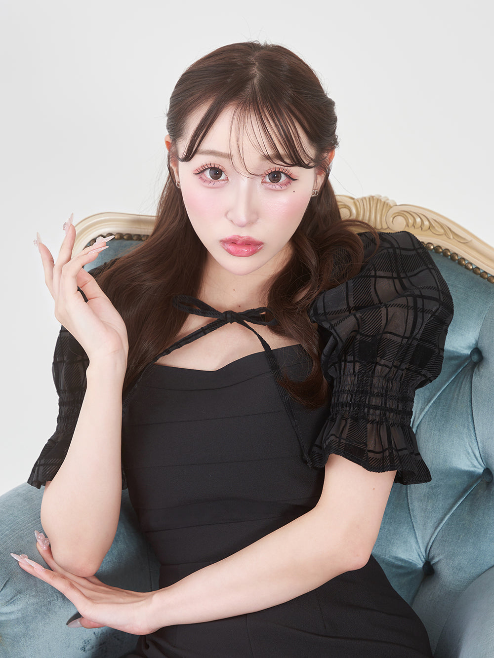 モデル:156cm(着用サイズ:FREE 着用カラー:BLK)