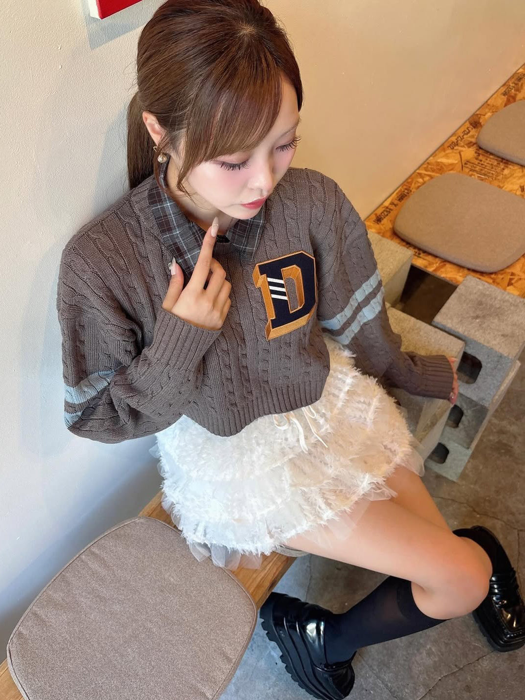 モデル:166cm(着用サイズ:FREE 着用カラー:WHT)