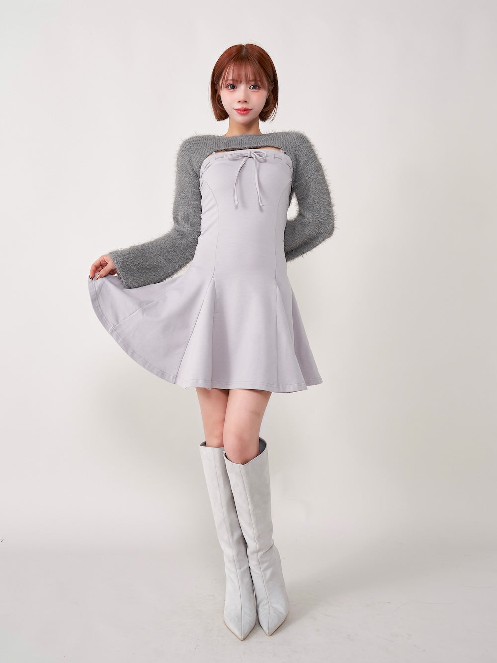 モデル:155cm(着用サイズ:FREE 着用カラー:GRY)
