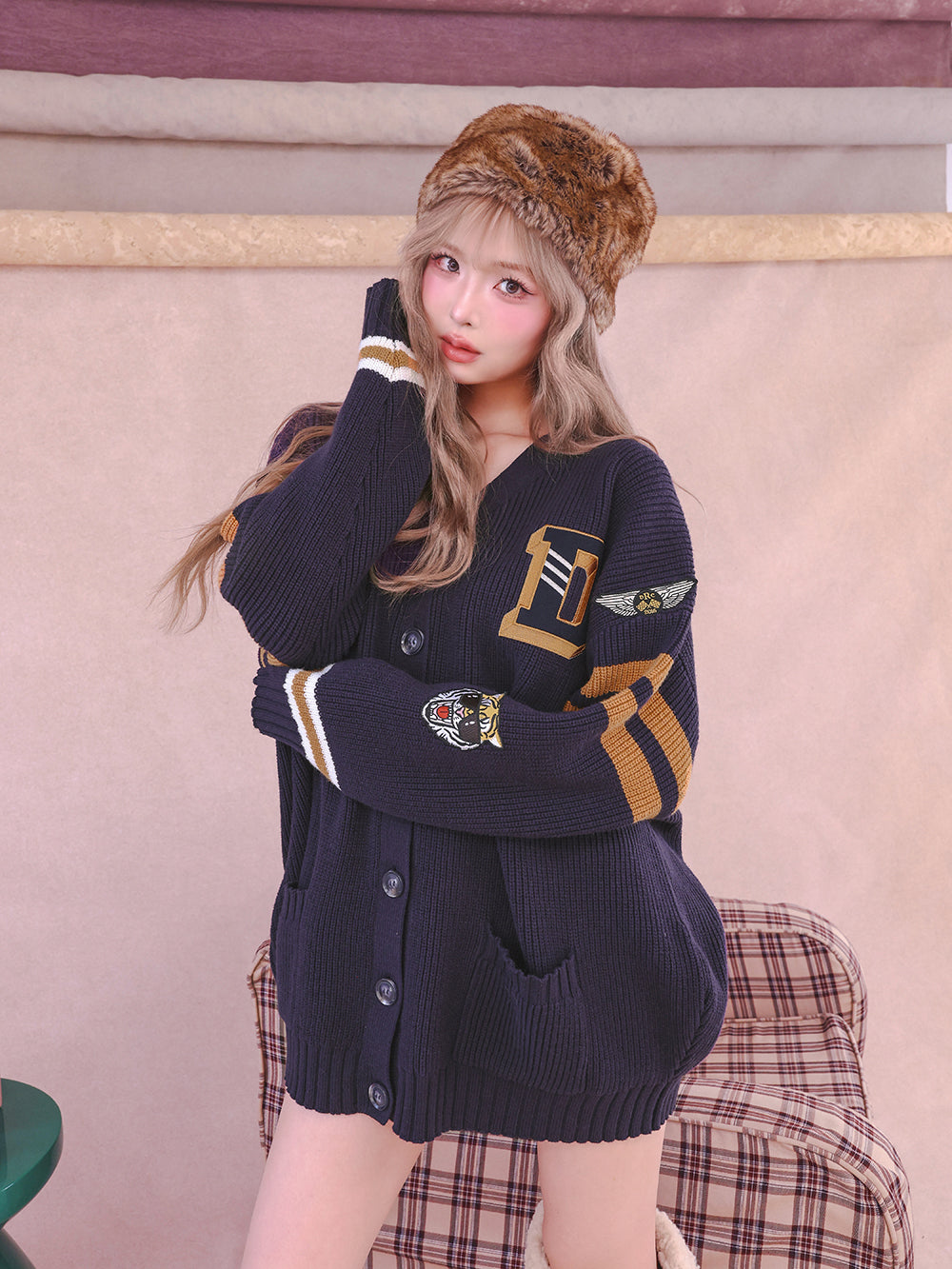 モデル:163cm(着用サイズ:FREE 着用カラー:NVY)