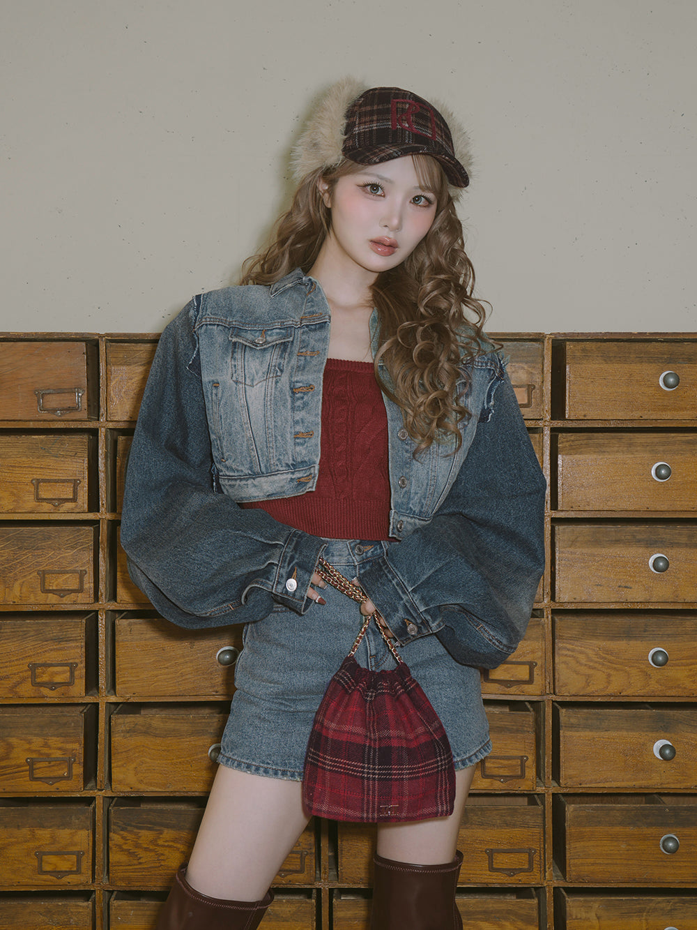 ウエスタンヨークショートデニムジャケット - blu